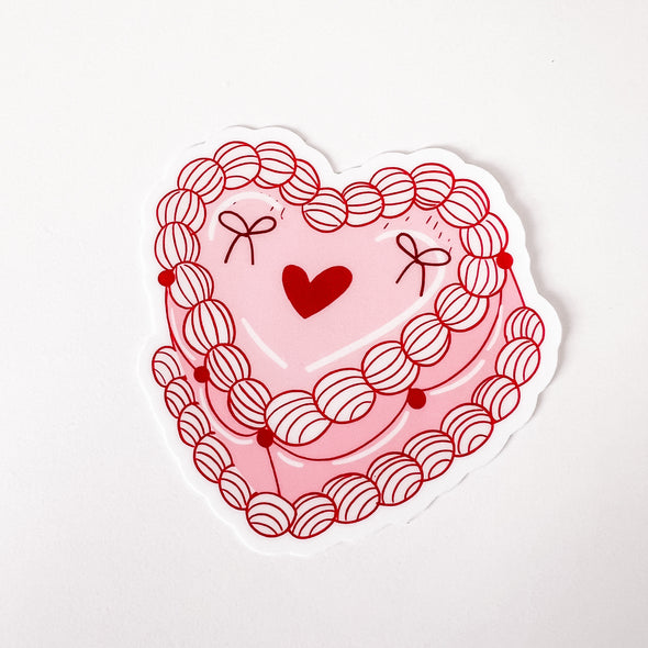 Coquette Heart Cake Sticker-Stickers-Painted Lavender