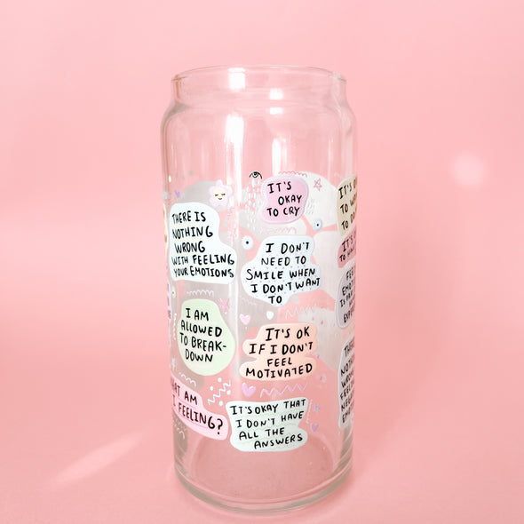 My Mental Breakdown Affirmations Glass Cup--Painted Lavender