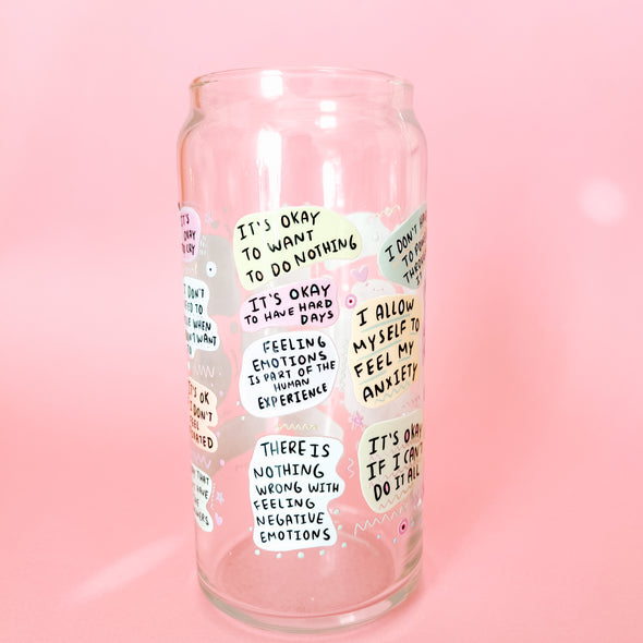 My Mental Breakdown Affirmations Glass Cup--Painted Lavender