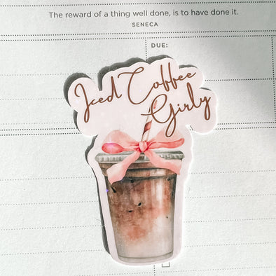Iced Coffee Girly Sticker-Stickers-Painted Lavender