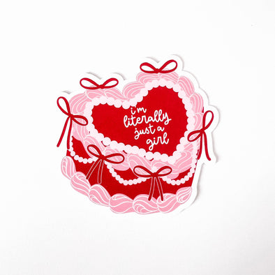 Literally Just A Girl Coquette Heart Cake Sticker-Stickers-Painted Lavender