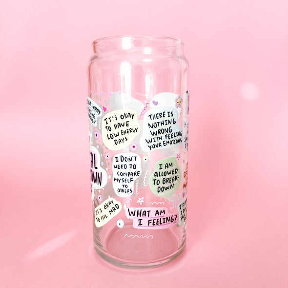 My Mental Breakdown Affirmations Glass Cup--Painted Lavender