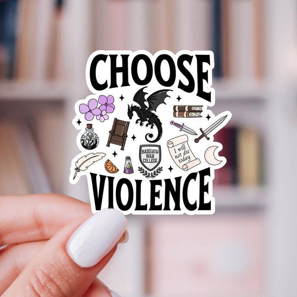 Choose Violence Bookish Sticker-Stickers-Painted Lavender