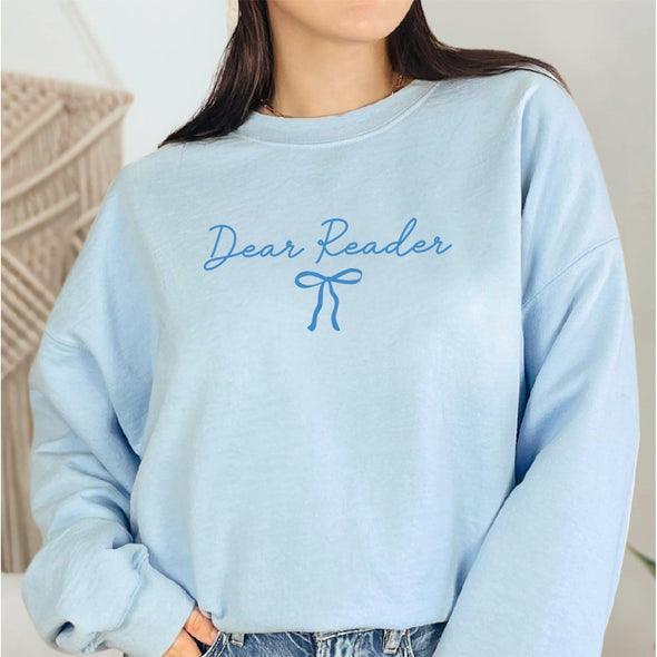 Dear Reader Bow Crewneck-Painted Lavender