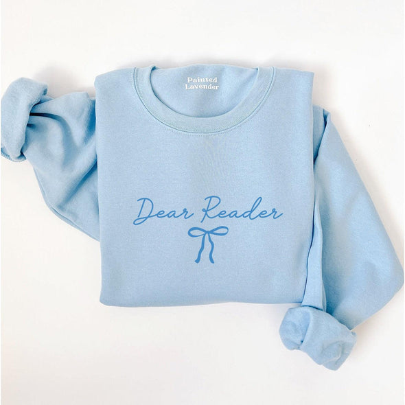 Dear Reader Bow Crewneck-Painted Lavender