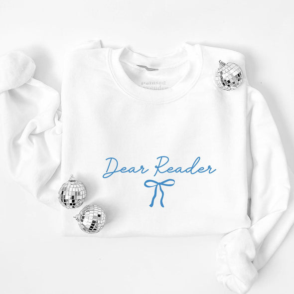 Dear Reader Bow Crewneck-Painted Lavender