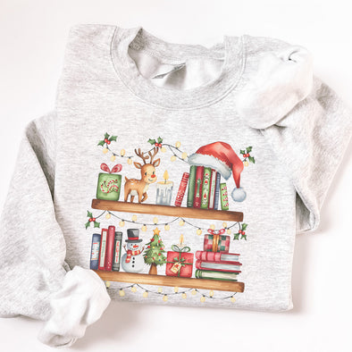 Merry Bookshelf Crewneck Sweatshirt--Painted Lavender