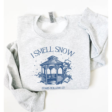 I Smell Snow Stars Hollow Crewneck Sweathsirt--Painted Lavender