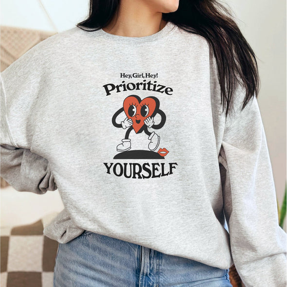 Prioritize Yourself Self Love Crewneck Sweatshirt--Painted Lavender