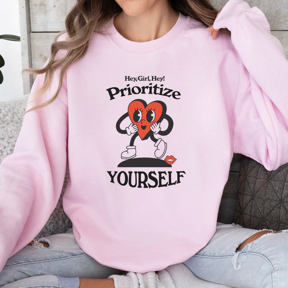 Prioritize Yourself Self Love Crewneck Sweatshirt--Painted Lavender