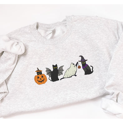 Spooky Cats Crewneck Sweatshirt--Painted Lavender