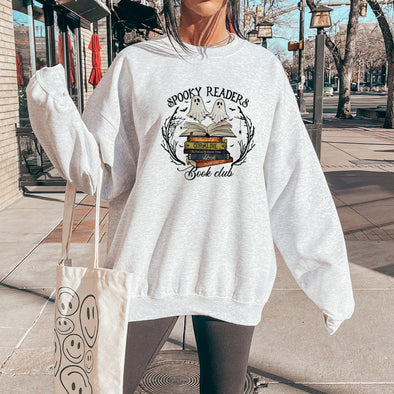 Spooky Readers Book Club Crewneck Sweatshirt--Painted Lavender