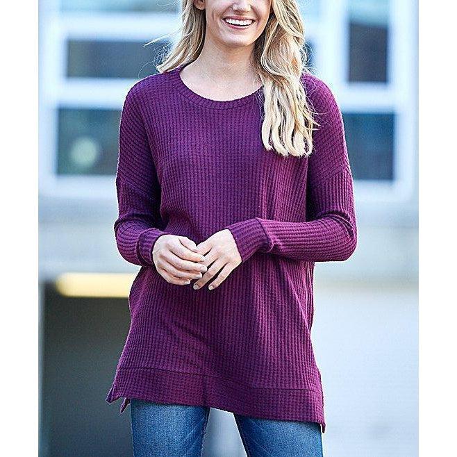 Chenille V-Neck Sweater, Plum – Painted Lavender